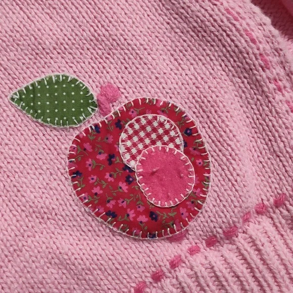 Y2K OshKosh B'gosh A For Apple Pink Knit Toddler Sweater 3pc Set 12/18m - Picture 8 of 11